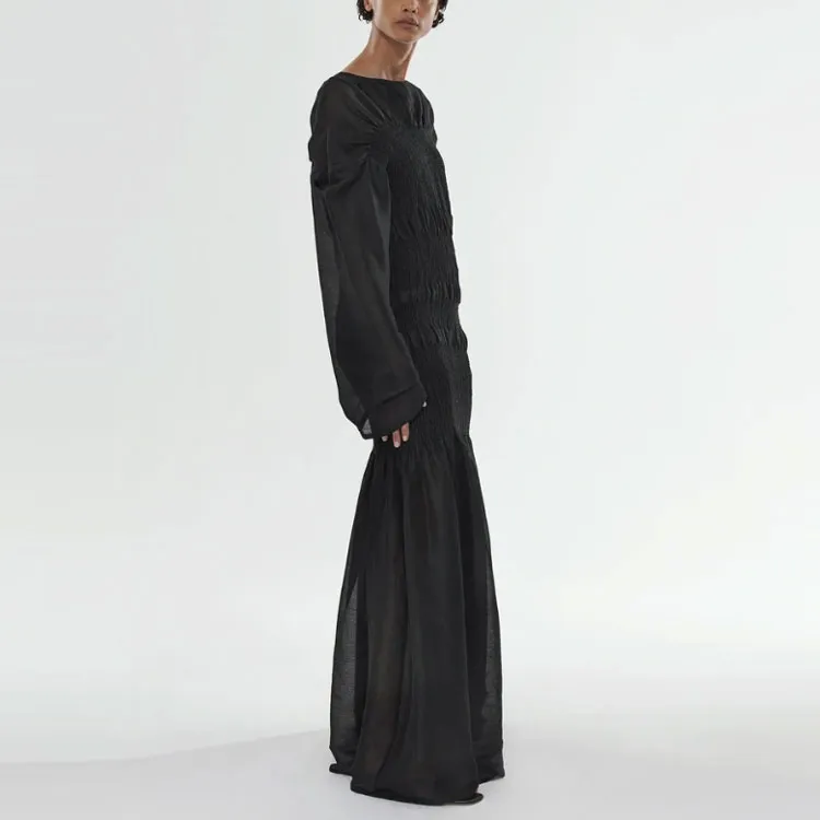 TOTEME Long-Sleeved Dresses Women's Black-3