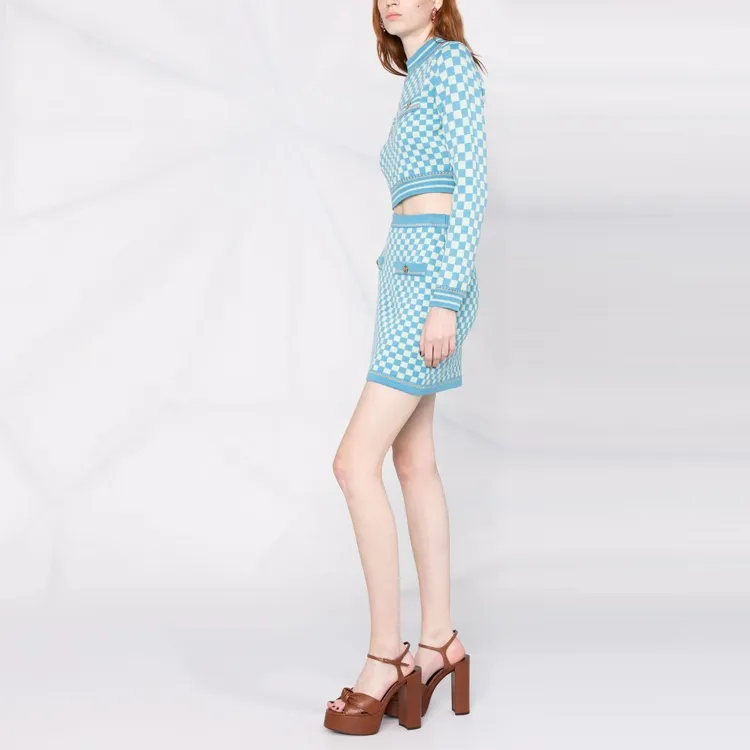 VERSACE Knit Skirt 'Sky/Mint'-3
