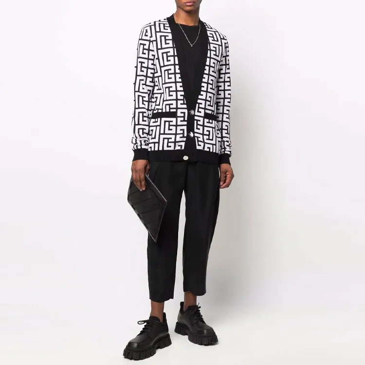 BALMAIN SS22 Knitwear Men's Black White-1