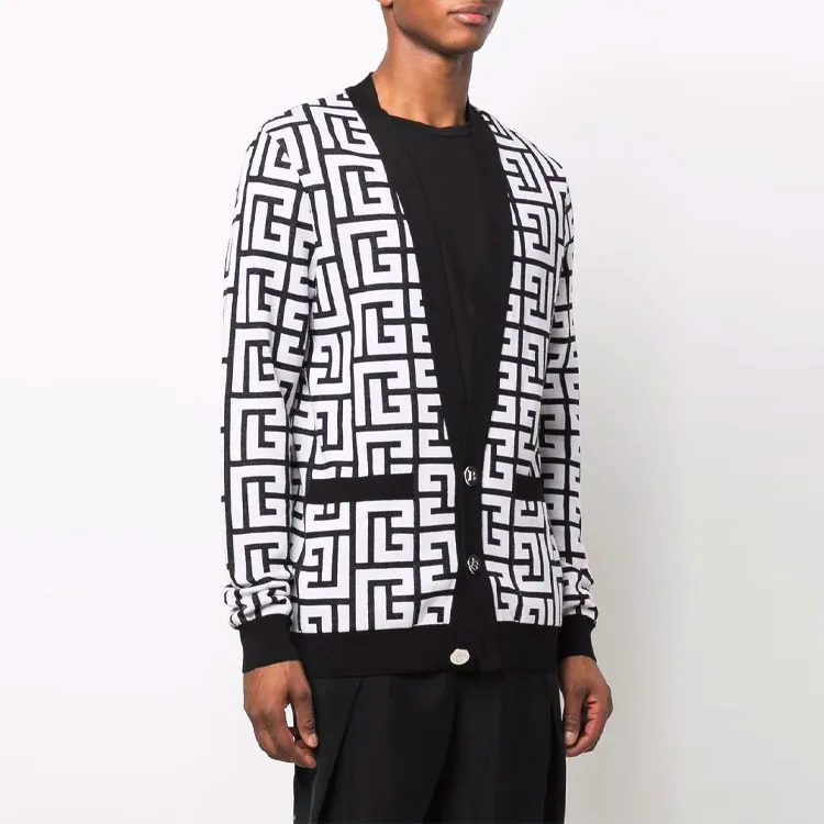 BALMAIN SS22 Knitwear Men's Black White-2
