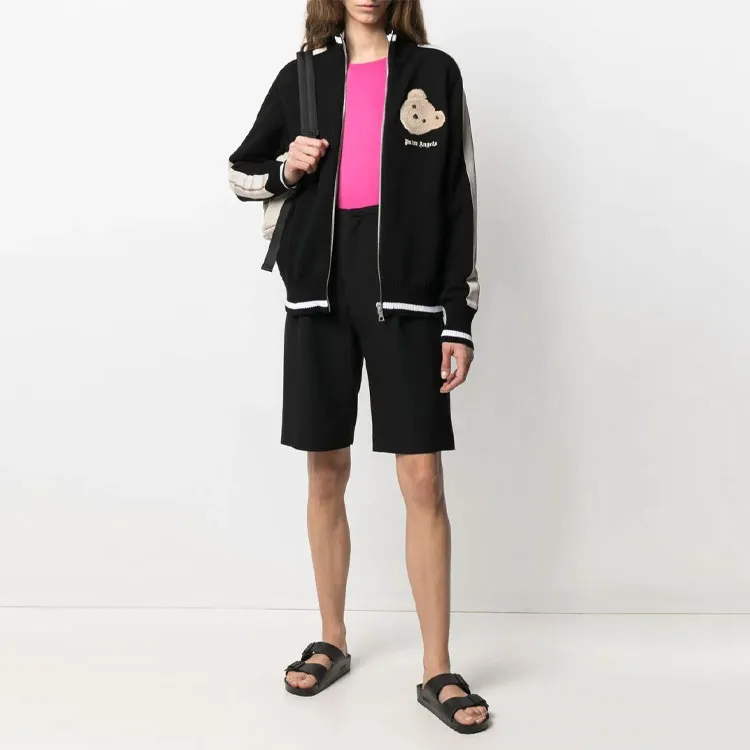 PALM ANGELS Women'ss Bear Head Knit Track Jacket Black/Brown-1