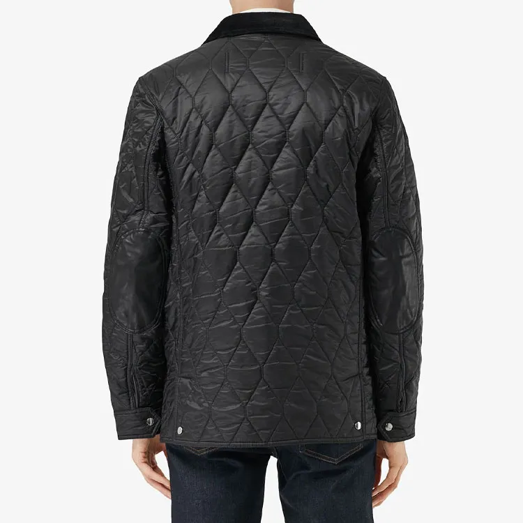 Burberry Solid Color Lapel Fitted Moderate Regular Edition Puffer Jacket Men's Black-4