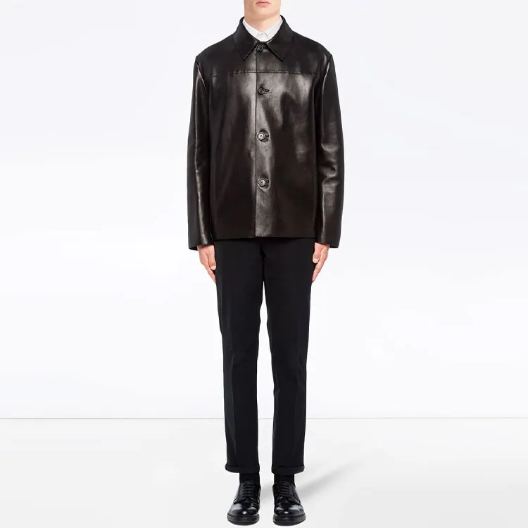 PRADA Leather Jacket Men's Black-1