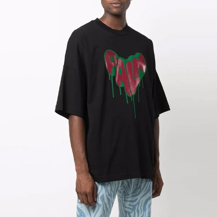 PALM ANGELS Spray Heart Loose T shirt-3