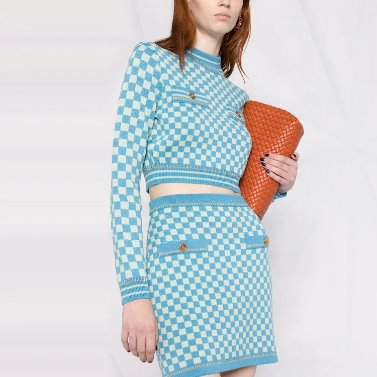 VERSACE Knit Skirt 'Sky/Mint'-4