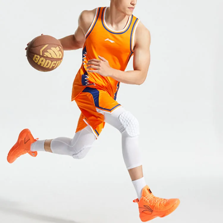 LiNing Sports Basketball Collection Basketball Suit Men's Sun Orange-6