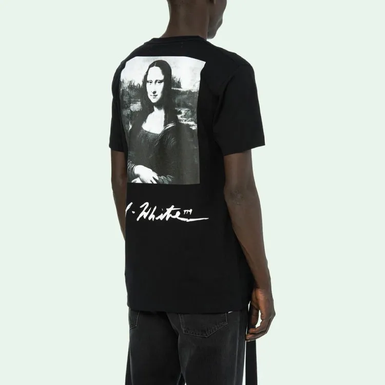OFF WHITE Oversized Monalisa Graphic Print T Shirt-5
