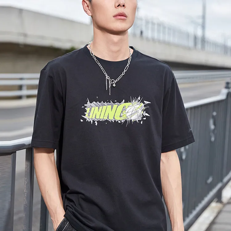 LiNing Sports Fashion Collection Drop Shoulder Sleeve T Shirt Men's Black-3