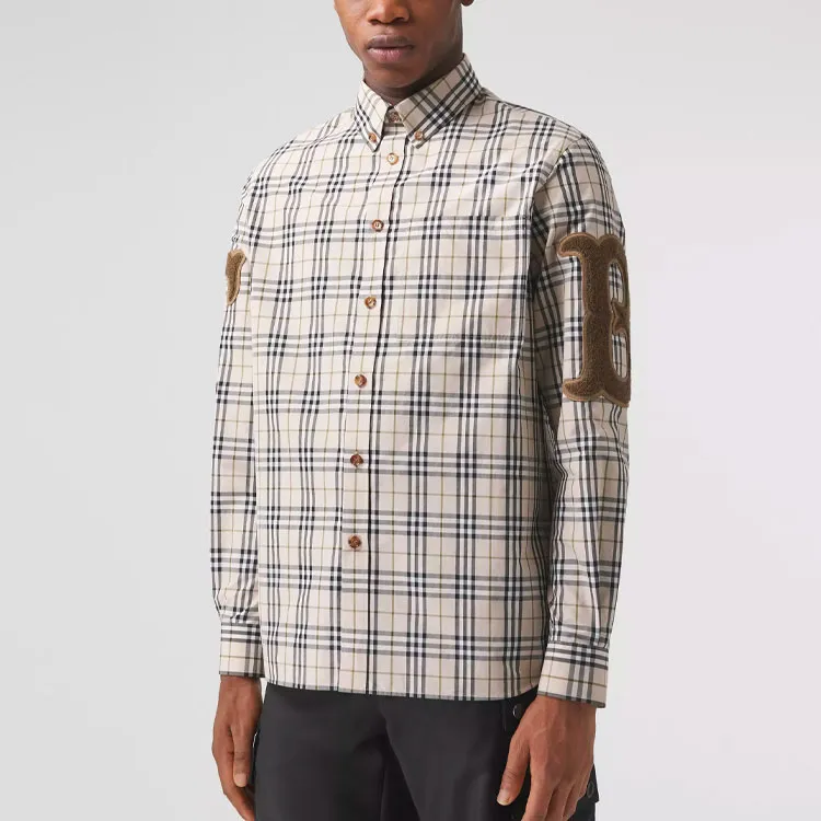 Burberry Letter Graphic Check Poplin Shirt-3