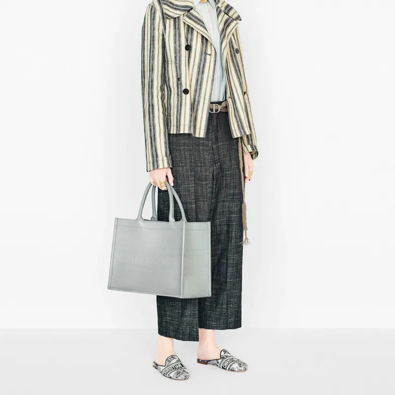 DIOR BookTote Cow Leather Handbag Handbag Small Size Women's Gray-4