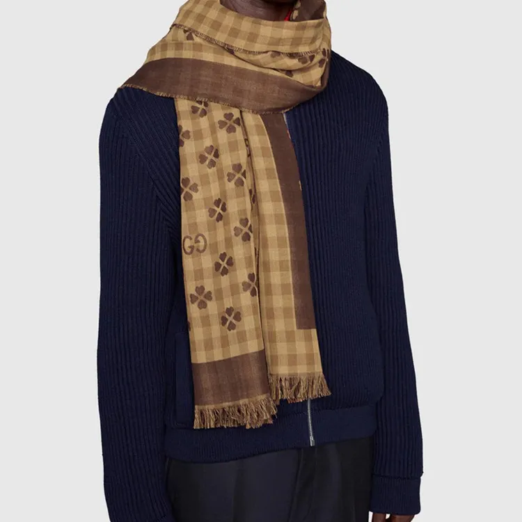 GUCCI Fringed Cotton-jacquard Scarf-3