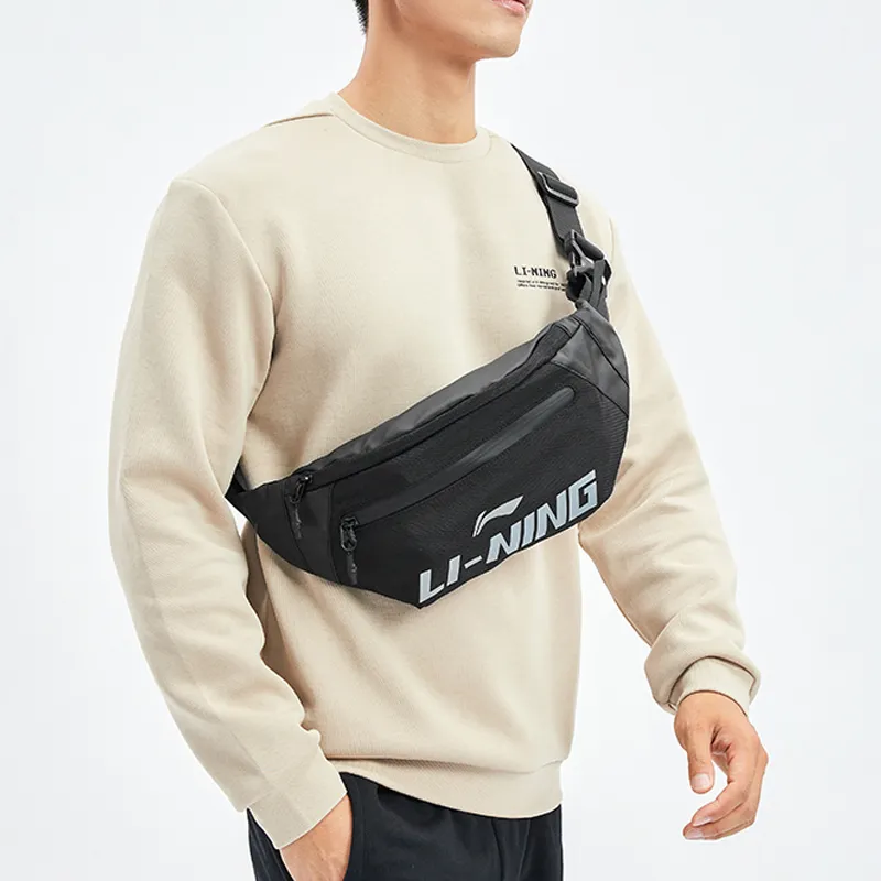 LiNing Training Series Polyester Sports Bag Shoulder Bag Crossbody Bag Fanny Pack Regular Unisex Black-3