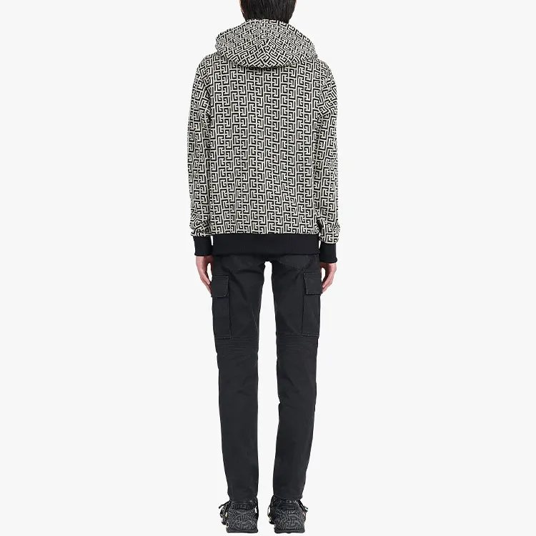 BALMAIN Monogram Printed Zip-Up Hoodie-3