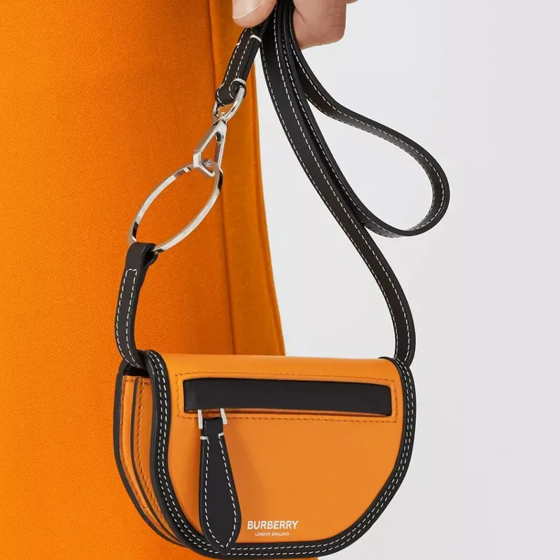 Burberry Cow Leather Arlia Crescent Bag Handbag, Shoulder Bag, Crossbody Bag Card Holder Unisex Deep Orange-7
