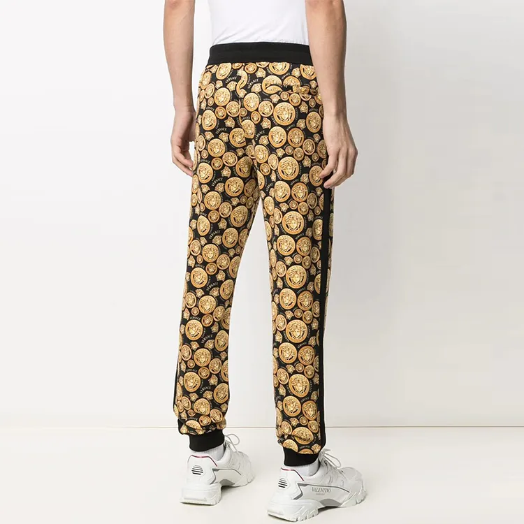 VERSACE Knitted Sports Pants Men's Yellow-3