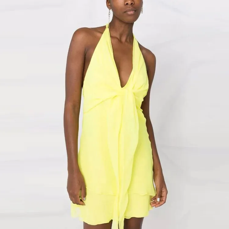 Blumarine Sleeveless Dresses Women's Yellow-5