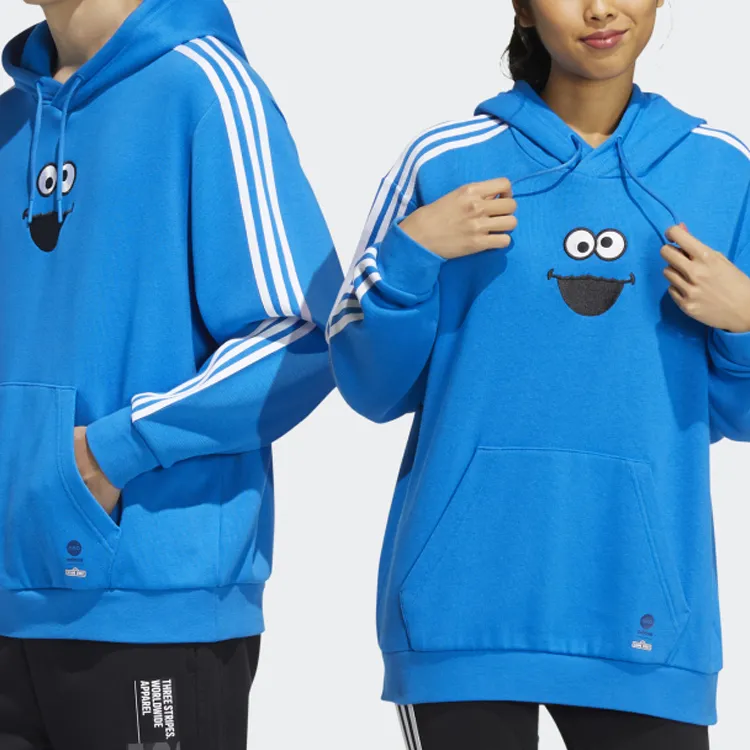 Adidas Neo Sesame Street Co branded Collection U Ss Hdy Bird Sweatshirt Unisex Blue-1