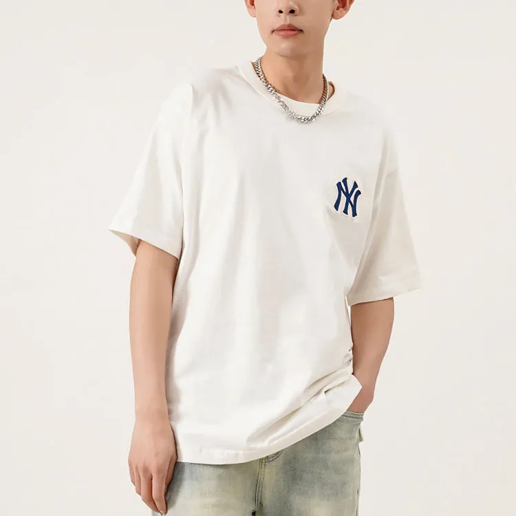 MLB Old Flower T Shirts Unisex Milk White-2