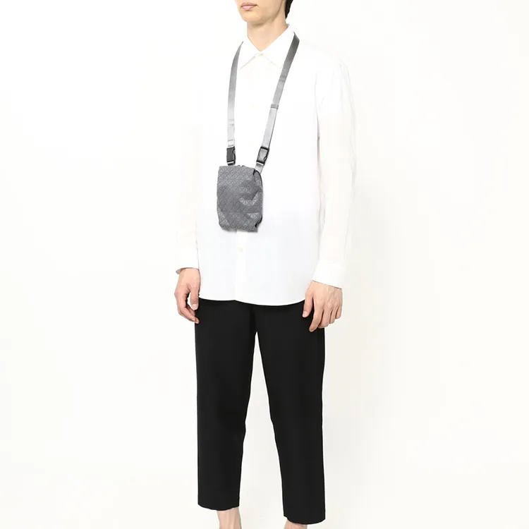 ISSEY MIYAKE Saddle Nylon Cell Phone Pouch Shoulder Bag Crossbody Bag Small Size Unisex Gray-4