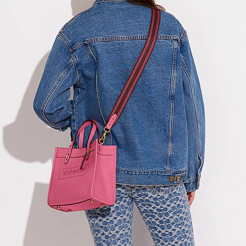 COACH Field Cow Leather Tote Bag Shopping Bag Handbag Shoulder Bag Crossbody Bag Small Size Women's Pink-4