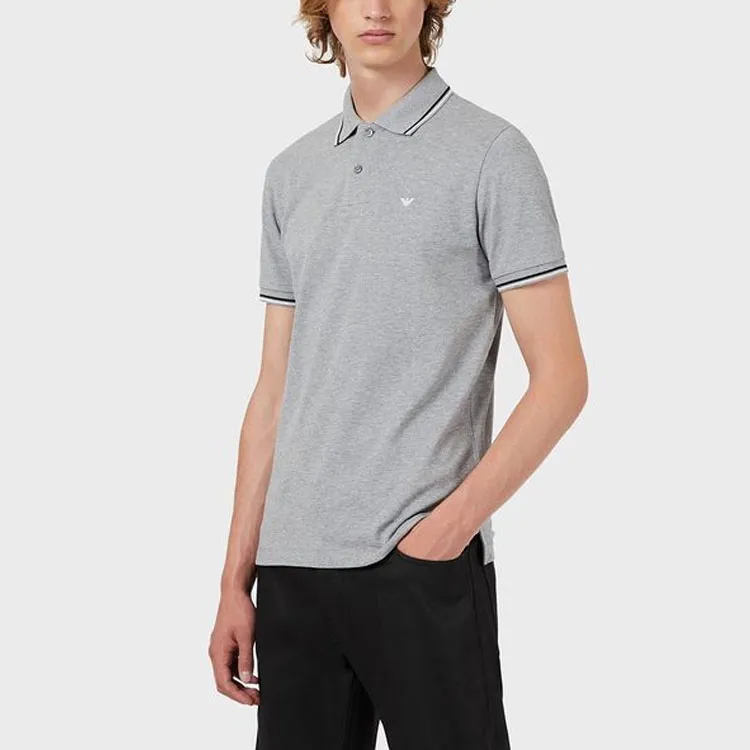 EMPORIO ARMANI Slim fit Stretch Piqué Polo Shirt With Micro Eagle-2