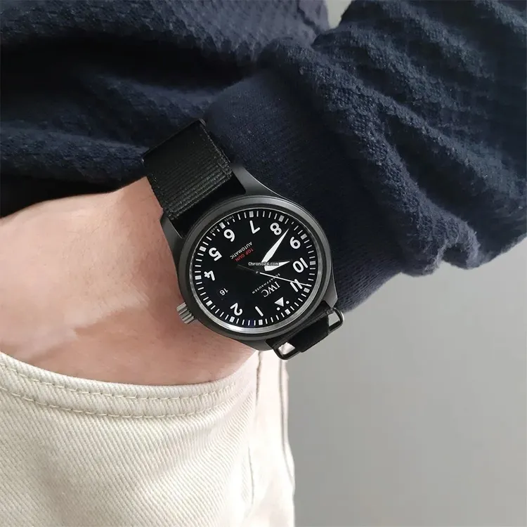 IWC PILOT Collection Automatic Mechanical Movement Men's Watches Watch 41mm Black Dial Ceramic Watch Case Rubber Strap-2