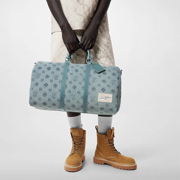 LOUIS VUITTON Keepall Bandouliere 50 Monogram Washed Denim Coated Canvas-7