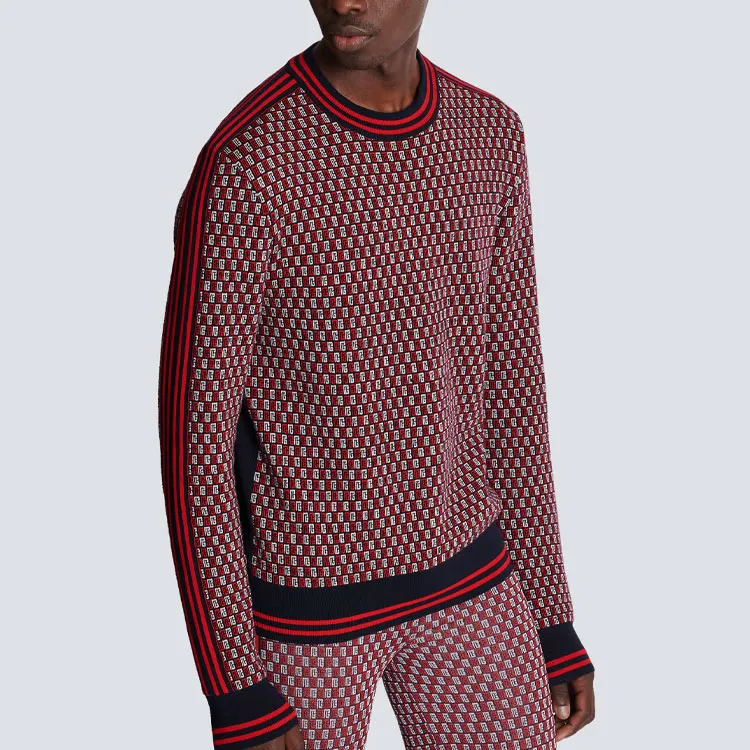BALMAIN Monogram Check pattern Jumper-7