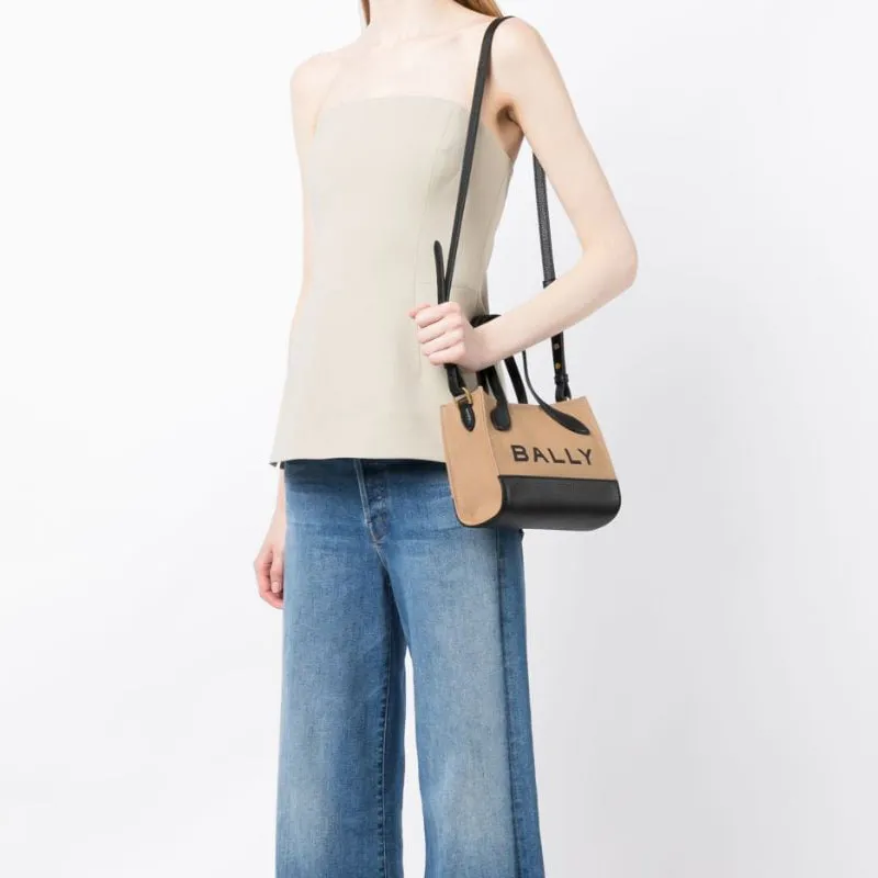 BALLY Bar Keep On Logo print Tote-4