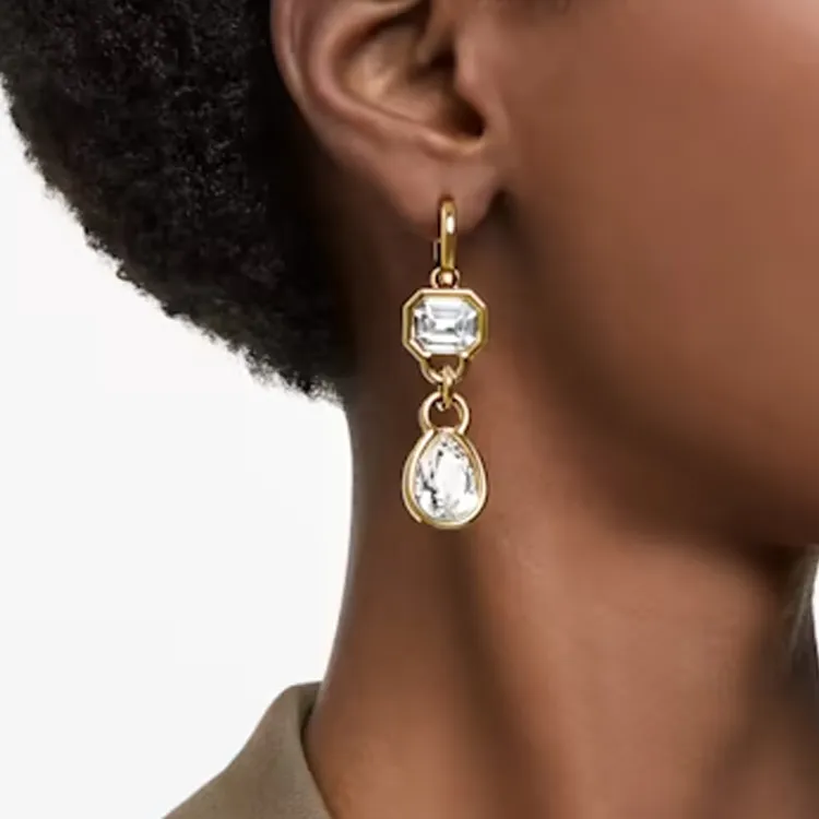 Swarovski Silver Plated Earrings Women's Gold/White-4