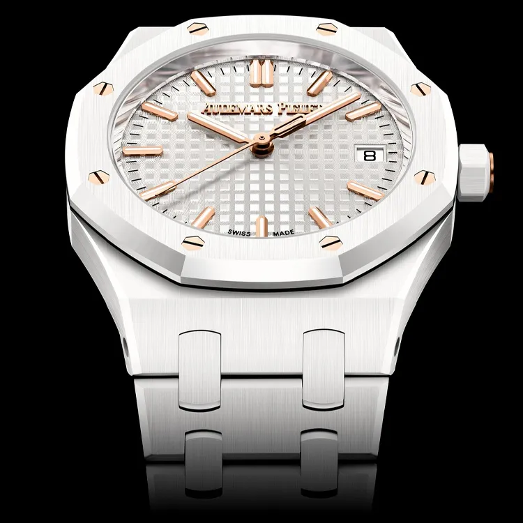 AUDEMARS PIGUET ROYAL OAK Collection Automatic Mechanical Movement Women's Watch 34mm Silver Dial Ceramic Watch Case-2