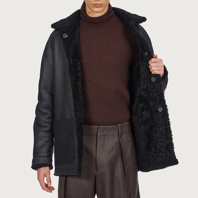 Ferragamo Leather Jackets Men Black-4