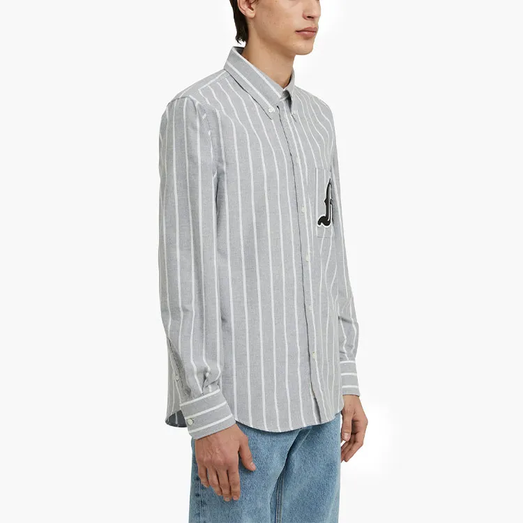 MSGM Logo Patch Striped Buttoned Shirt-2