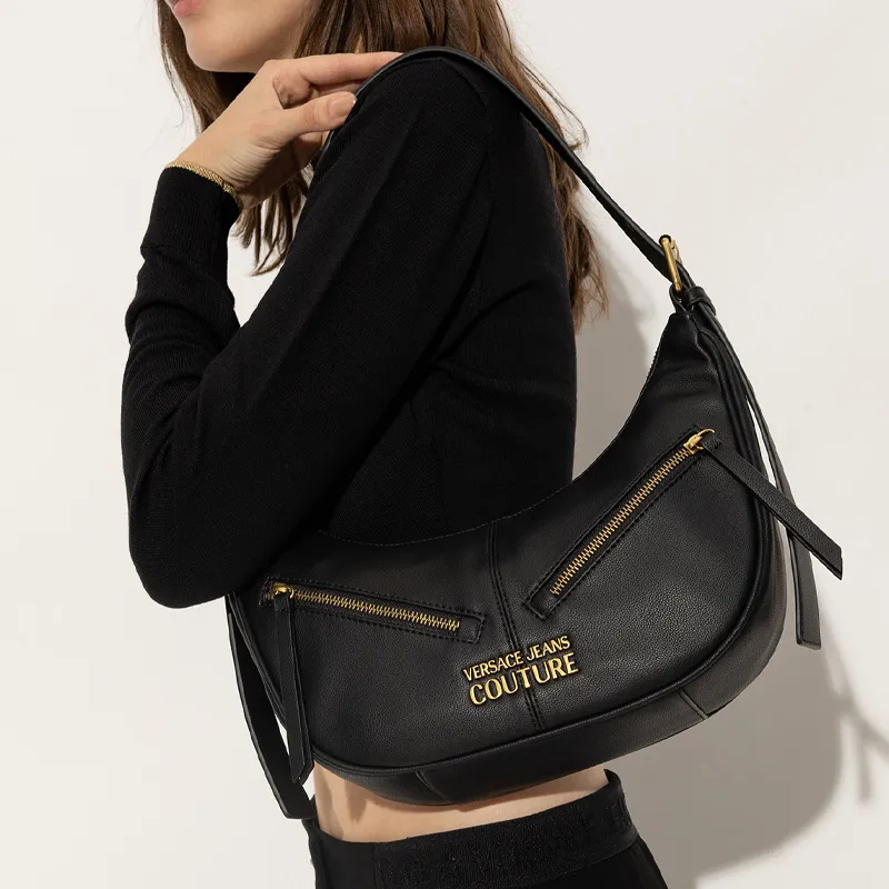 VERSACE JEANS COUTURE Fabric Handbag, Shoulder Bag Women's Black-5