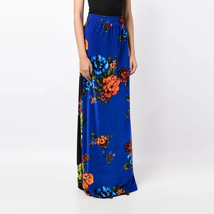 Vetements Floral print Velvet Maxi Skirt-3