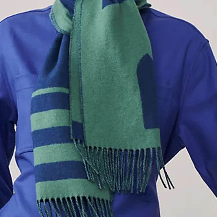 HERMES Knit Scarves Women's Green-3