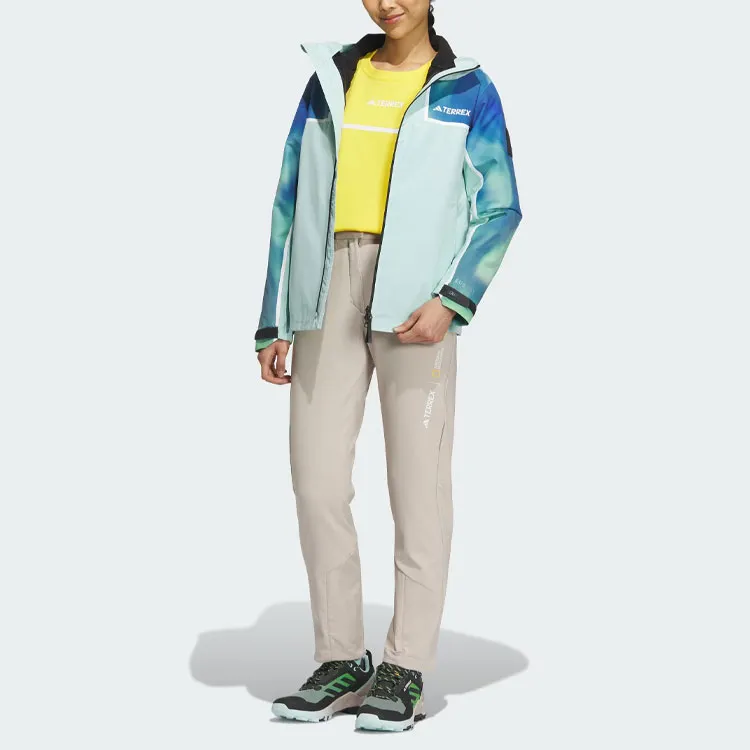 Adidas x National Geographic Waterproof And Windproof Windbreaker Jacket Women's Cyan-4