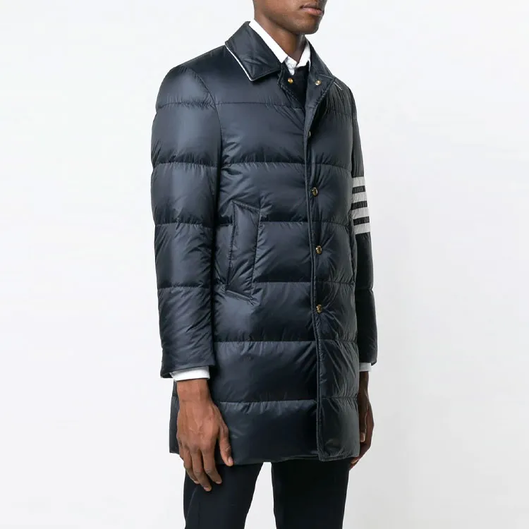 THOM BROWNE 4 bar Matte Nylon Bal Collar Overcoat-3