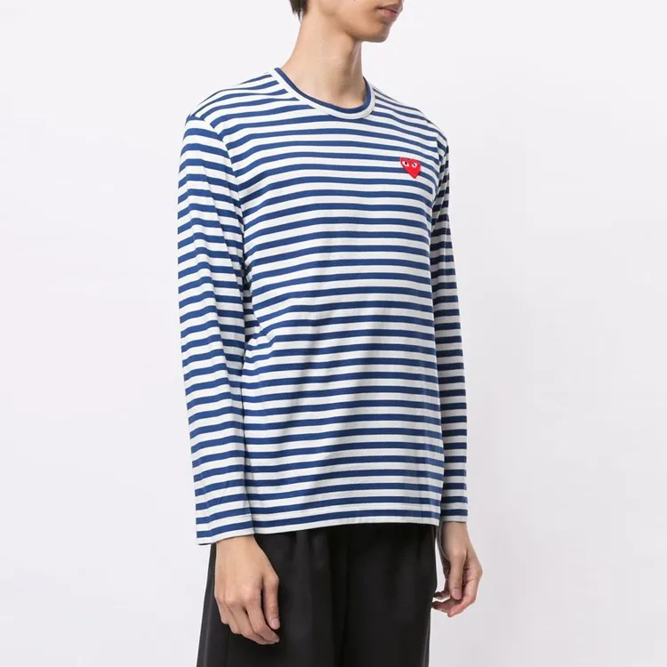 CDG Play Striped Long Sleeve T Shirt-2
