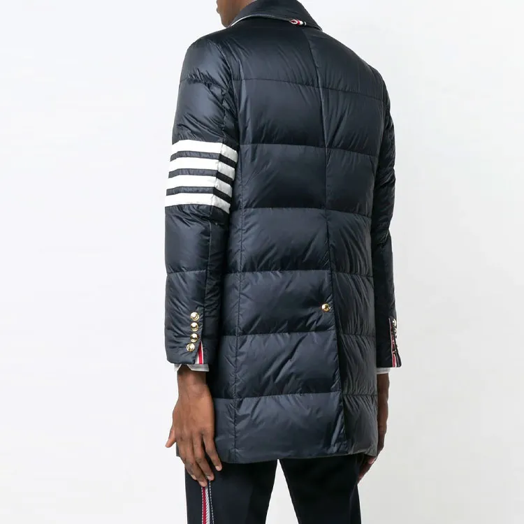 THOM BROWNE 4 bar Matte Nylon Bal Collar Overcoat-4
