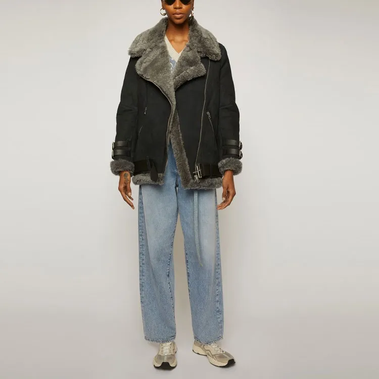 Acne Studios Leather Jackets Women's Black-2