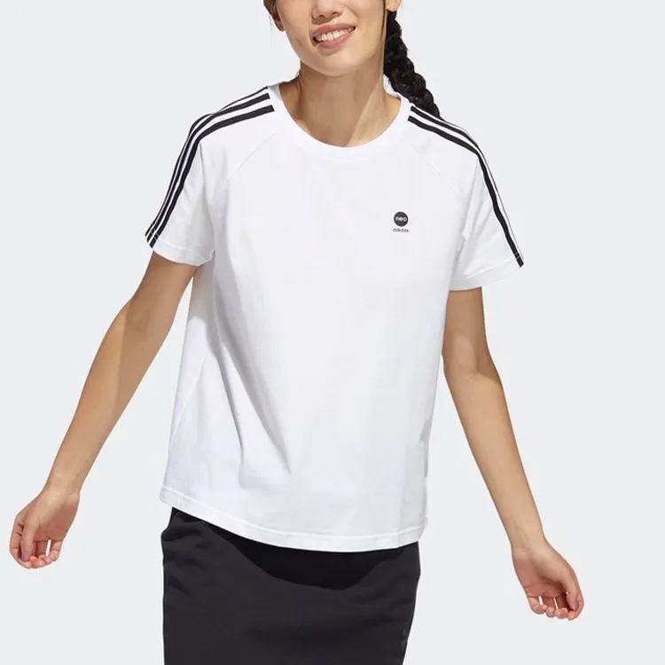 Adidas Neo Raglan Sleeve T Shirt Women's White-3