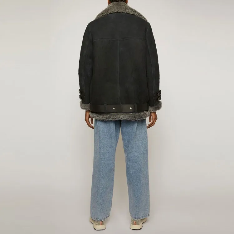 Acne Studios Leather Jackets Women's Black-3