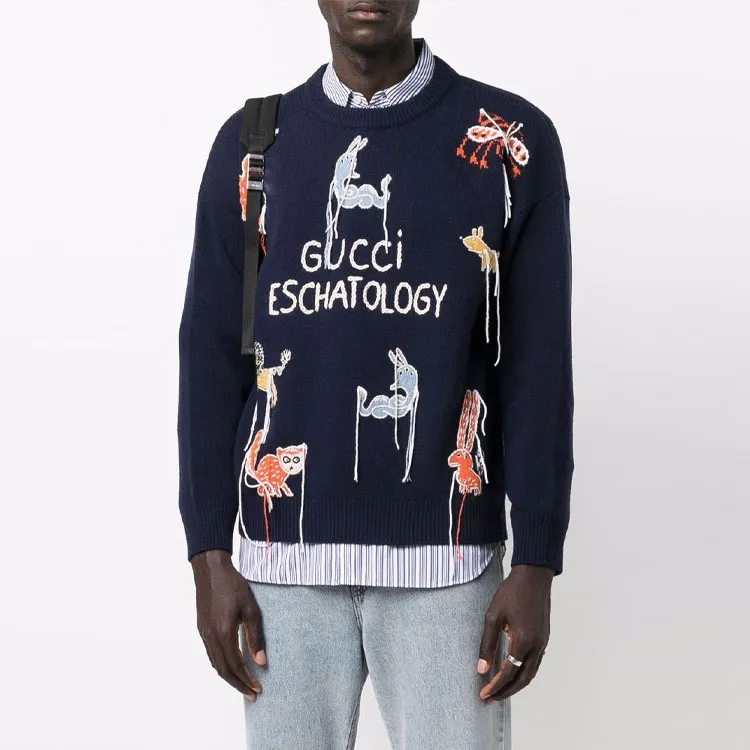 GUCCI Sweaters Men Blue-2