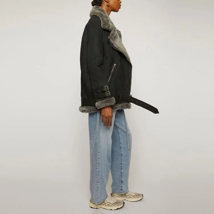 Acne Studios Leather Jackets Women's Black-4