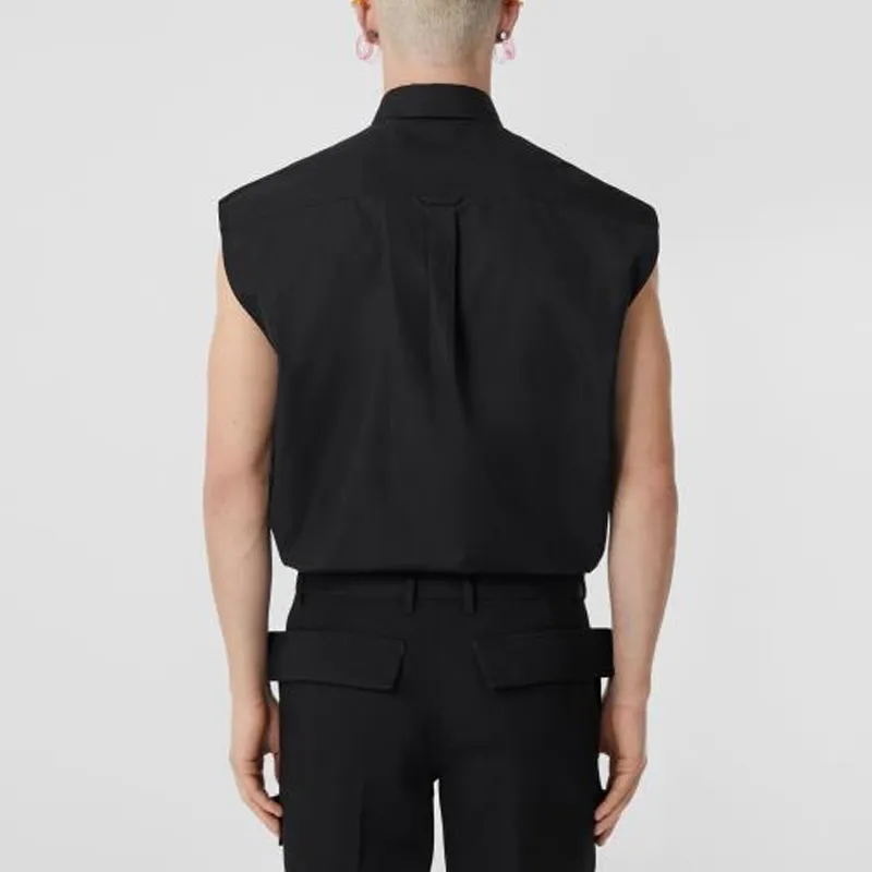 Burberry Panel Detailed Sleeveless Poplin Shirt-3
