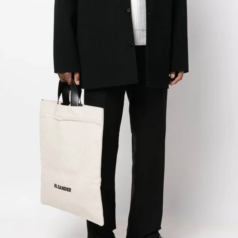 JIL SANDER Logo Printed Large Tote Bag-3