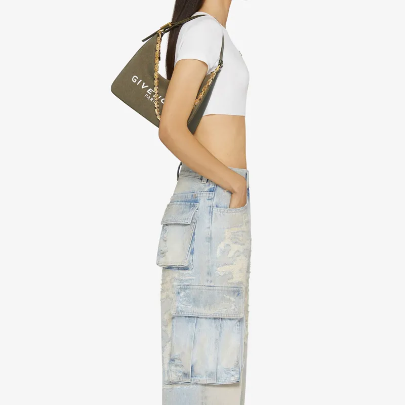 Givenchy Washable Cotton Canvas Handbag, Canvas Bag, Shoulder Bag Women's Dark Khaki-5