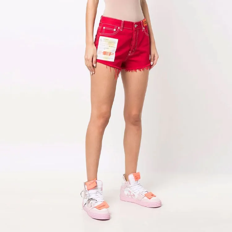 HERON PRESTON Denim Shorts Women's Red-3