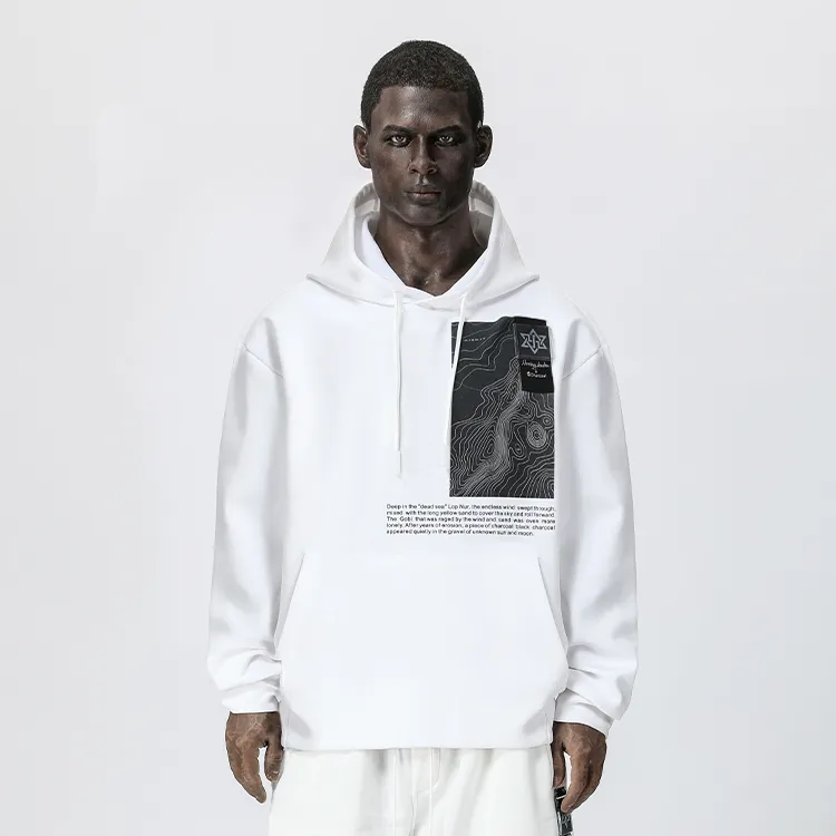 NORVINCY Artistic Style Print Hooded Loose Fit Sweatshirt Unisex-6